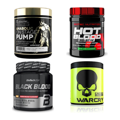 Booster-Probierset: Kevin Levrone + Scitec Hot Blood + 2 weitere – alle enthaltenen Artikel