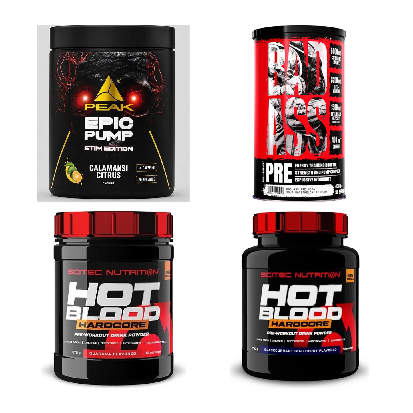 Booster-Probierset: Peak Epic Pump + BAD ASS Pre + 2 weitere – alle enthaltenen Artikel