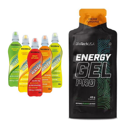 Cardio-Duo: Weider L-Carnitine WATER + BioTech Energy Gel Pro – alle enthaltenen Artikel