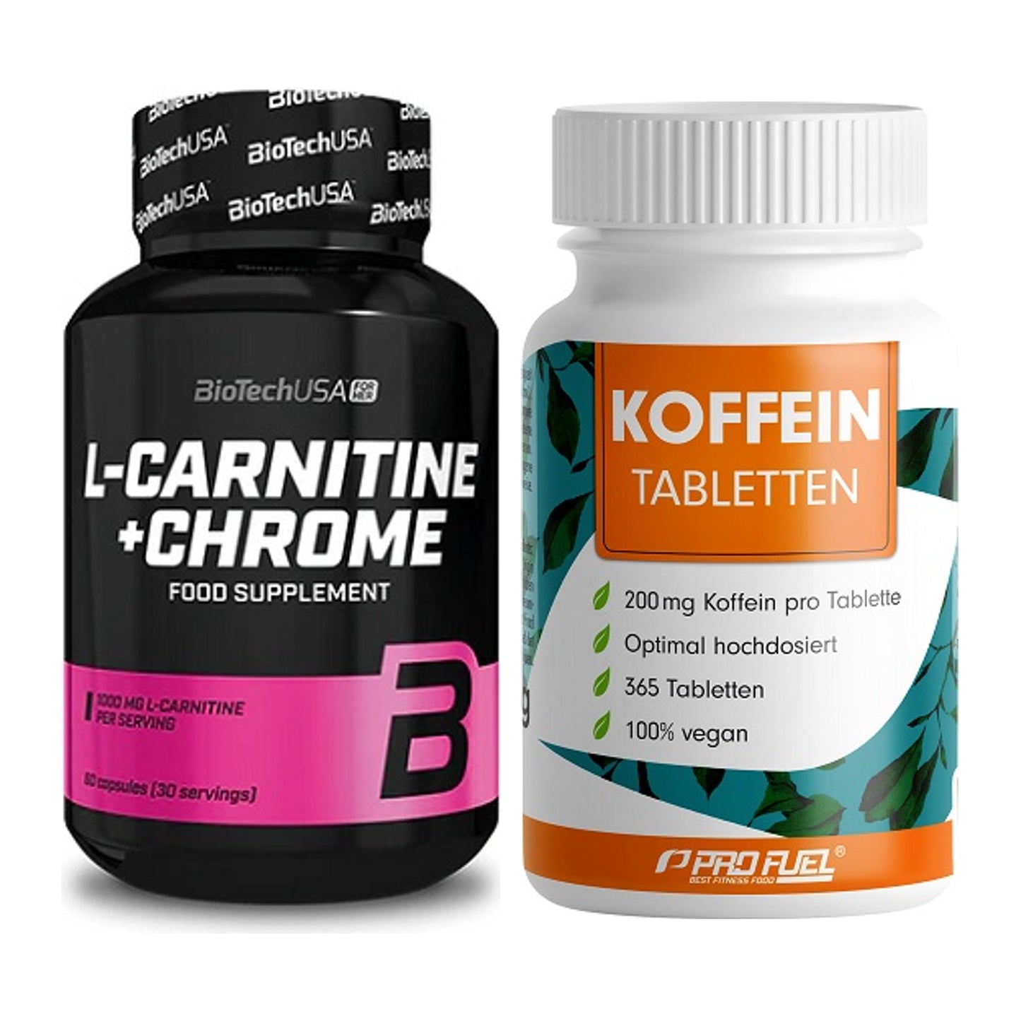 Cardio-Duo: BioTech L-Carnitine + Chrome + ProFuel Koffein (200mg) – alle enthaltenen Artikel