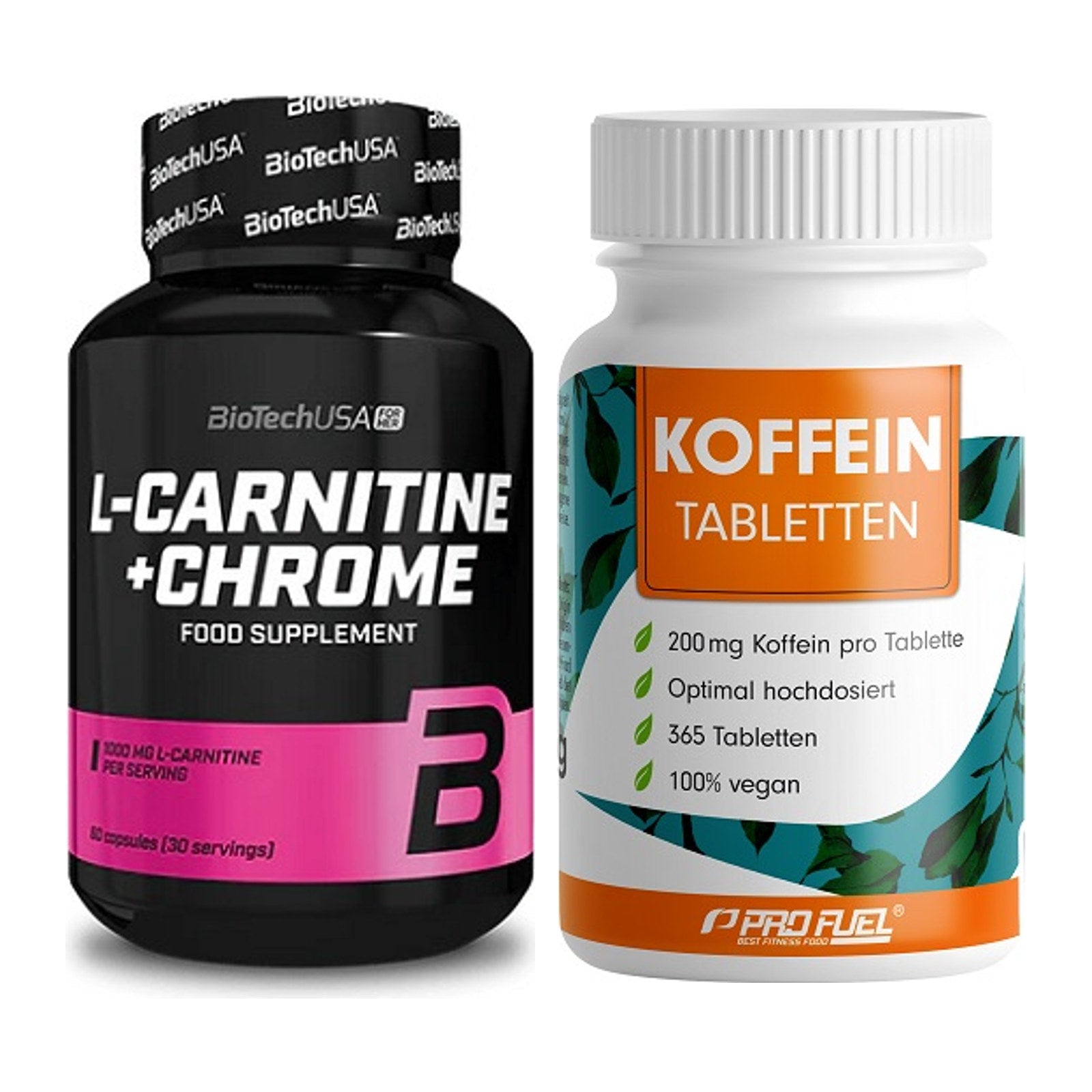 Cardio-Duo: BioTech L-Carnitine + Chrome + ProFuel Koffein (200mg) – alle enthaltenen Artikel