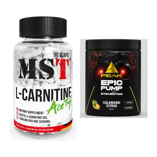 Cardio-Duo: MST L-Carnitine Acetyle + Peak Epic Pump Stim Edition – alle enthaltenen Artikel