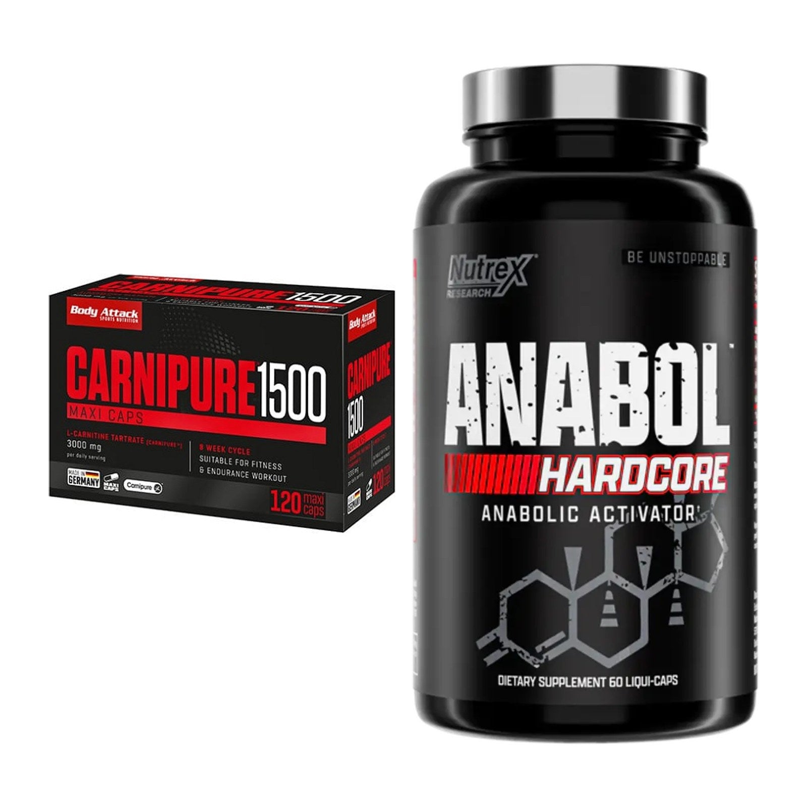 Cardio-Duo: Body Attack Carnipure 1500 + Nutrex Anabol Hardcore – alle enthaltenen Artikel