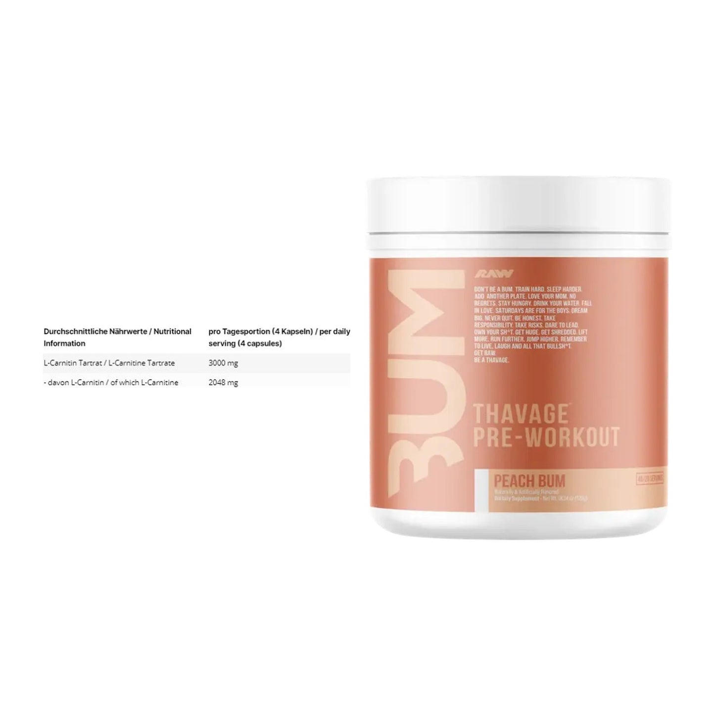 Cardio-Duo: INLEAD L-Carnitine Tartrate + RAW Nutrition CBUM Thavage – alle enthaltenen Artikel