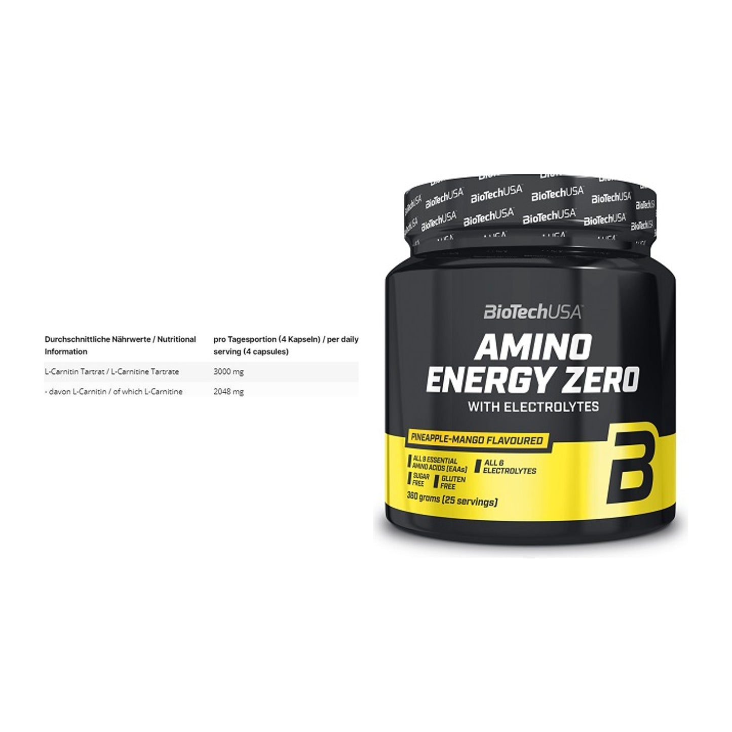 Cardio-Duo: INLEAD L-Carnitine Tartrate + BioTech Amino Energy Zero – alle enthaltenen Artikel