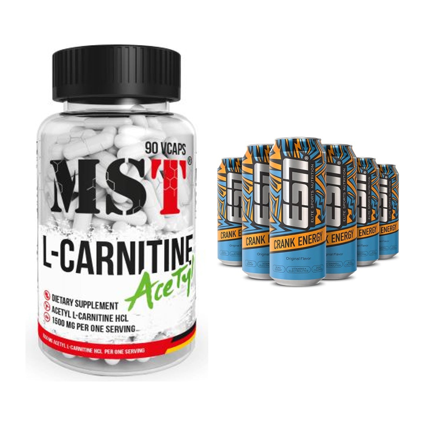 Cardio-Duo: MST L-Carnitine Acetyle + ESN Crank Energy – alle enthaltenen Artikel