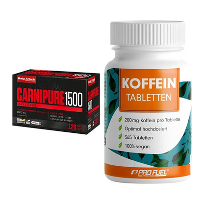 Cardio-Duo: Body Attack Carnipure 1500 + ProFuel Koffein (200mg) – alle enthaltenen Artikel