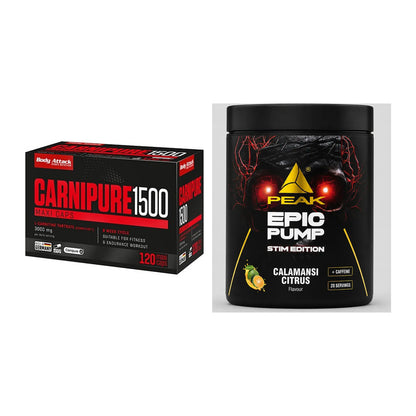 Cardio-Duo: Body Attack Carnipure 1500 + Peak Epic Pump Stim Edition – alle enthaltenen Artikel