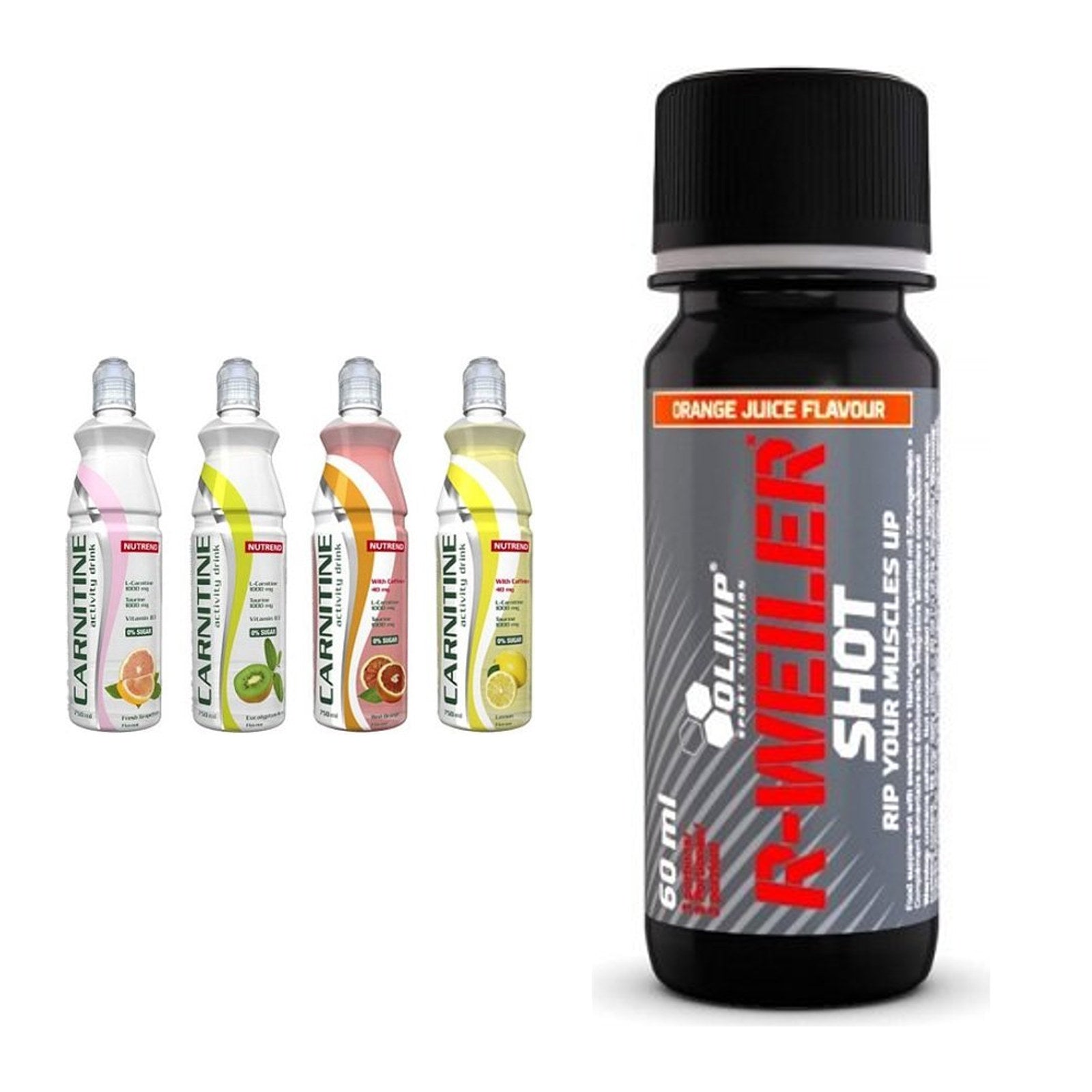Cardio-Duo: Nutrend Activity L-Carnitine Drink + Olimp R-Weiler Shot – alle enthaltenen Artikel