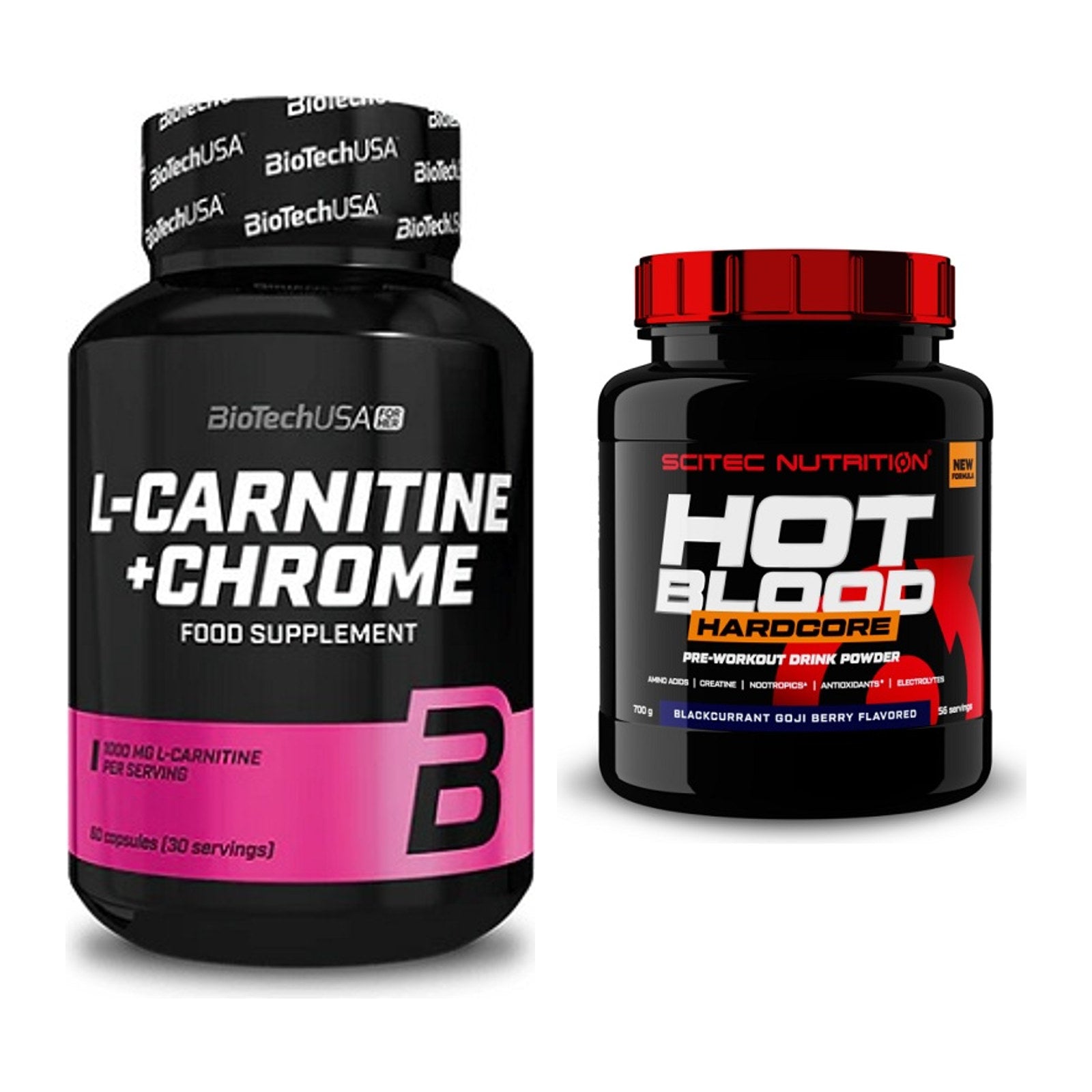 Cardio-Duo: BioTech L-Carnitine + Chrome + Scitec Hot Blood Hardcore – alle enthaltenen Artikel