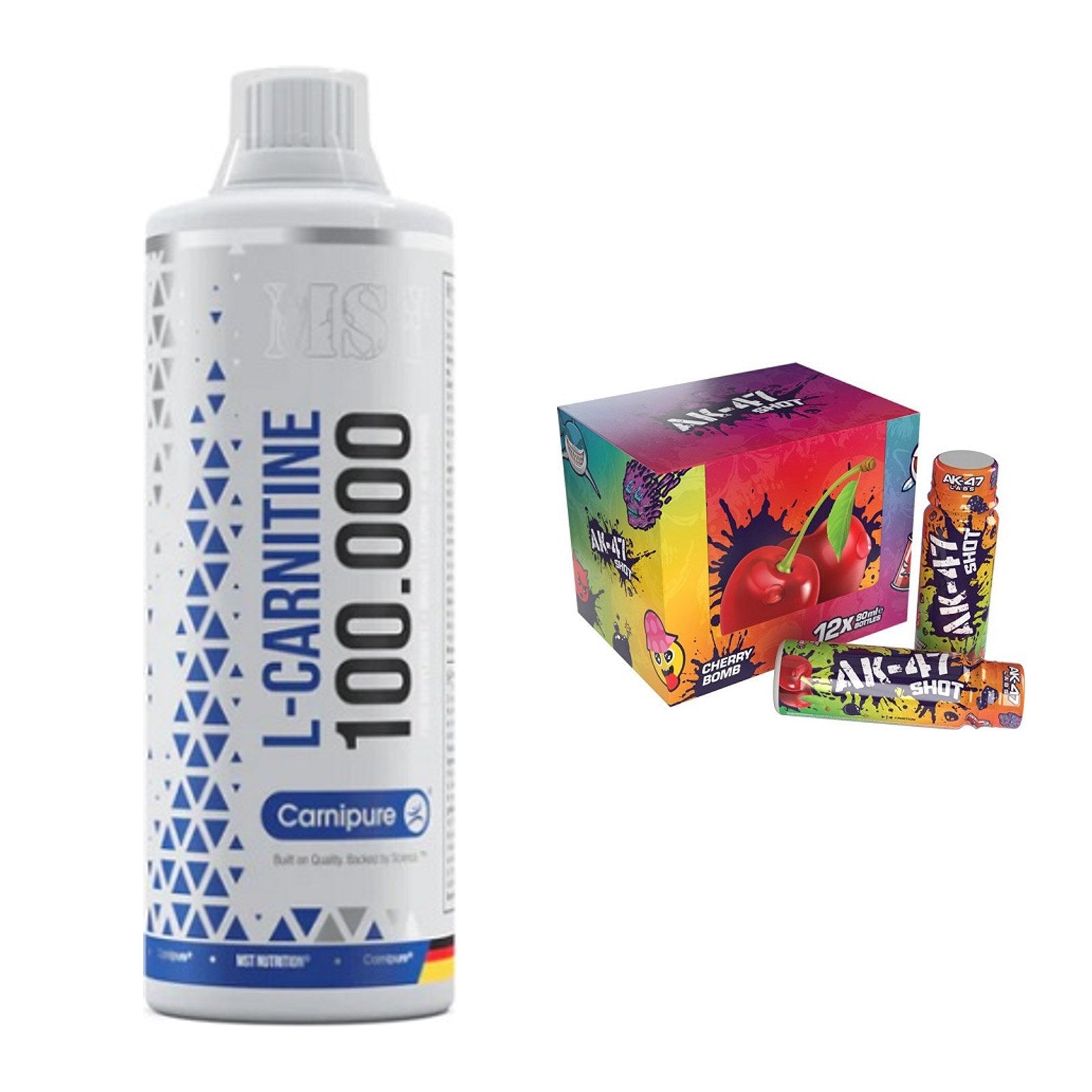 Cardio-Duo: MST L-Carnitine Carnipure 100 000 + AK47 Labs AK47 Shots – alle enthaltenen Artikel