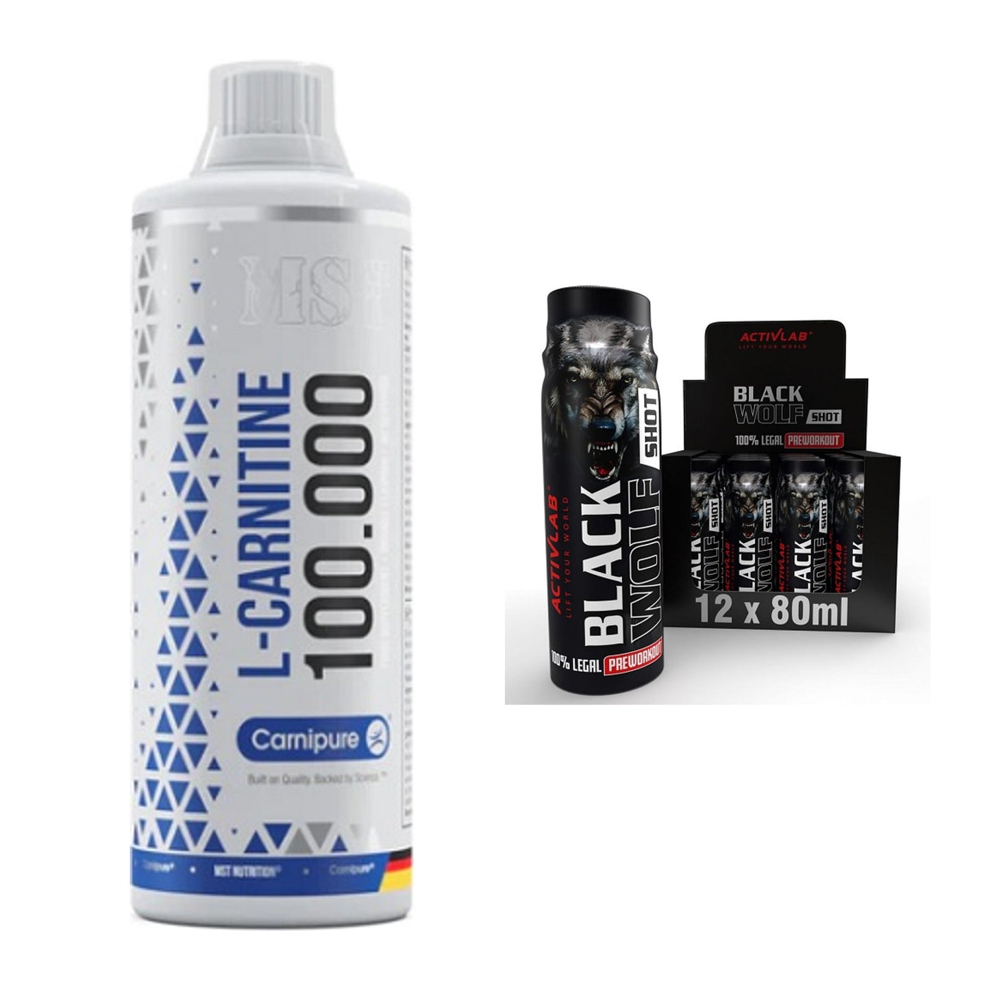 Cardio-Duo: MST L-Carnitine Carnipure + Activlab Black Wolf – alle enthaltenen Artikel