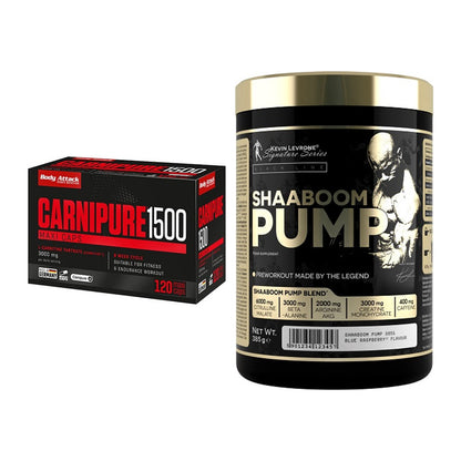 Cardio-Duo: Body Attack Carnipure 1500 + Kevin Levrone Shaaboom Pump – alle enthaltenen Artikel