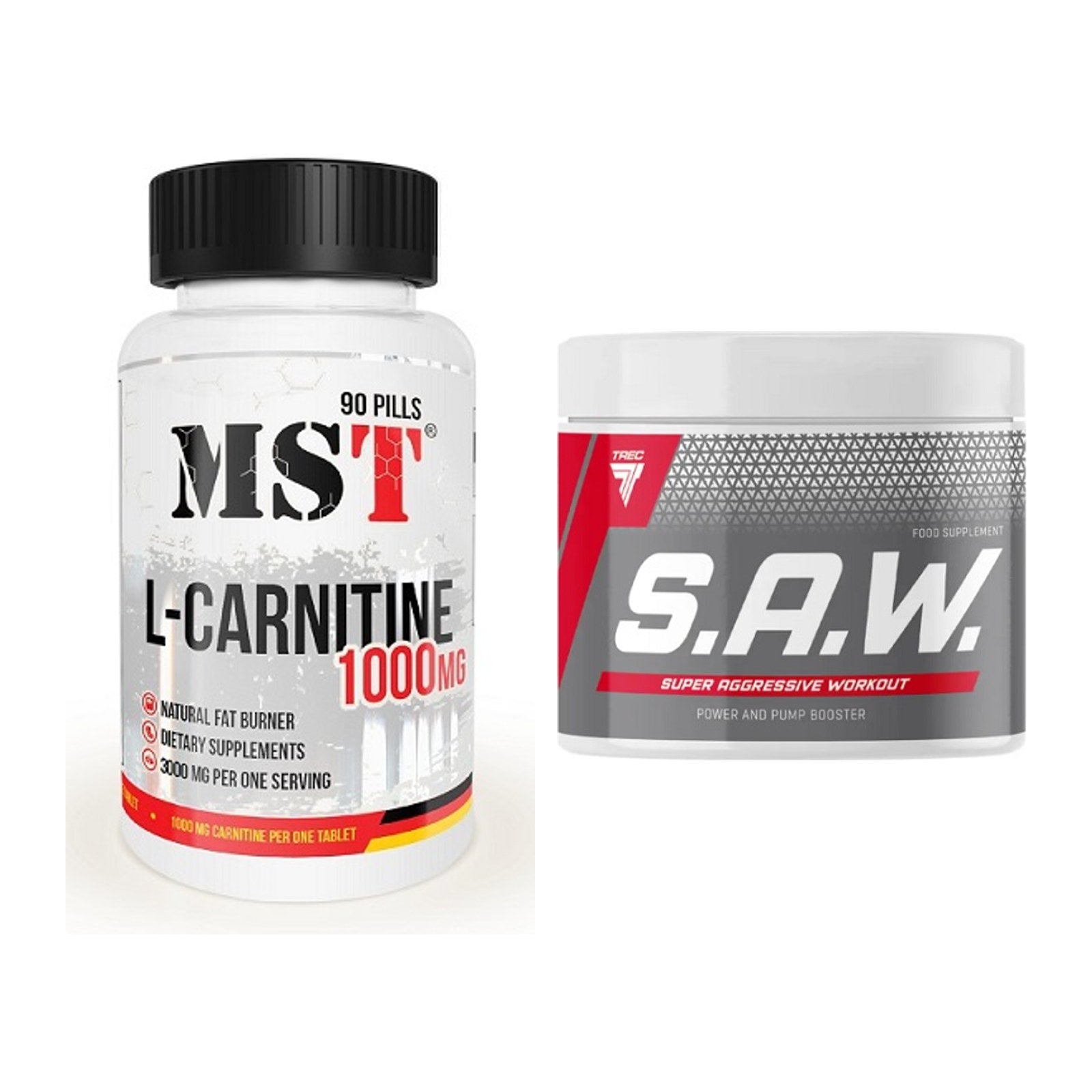 Cardio-Duo: MST L-Carnitine 1000 (90 + Trec Nutrition SAW Booster – alle enthaltenen Artikel