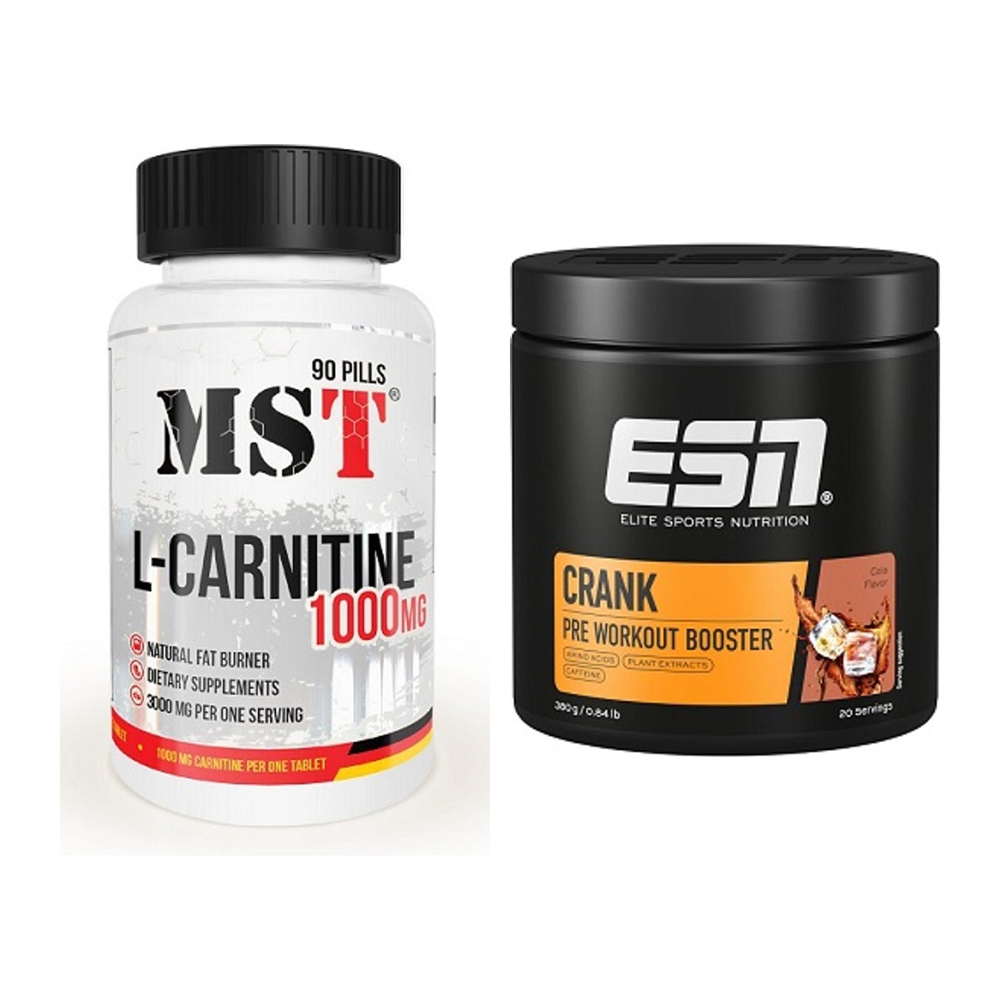Cardio-Duo: MST L-Carnitine 1000 (90 Tabl.) + ESN Crank Booster – alle enthaltenen Artikel