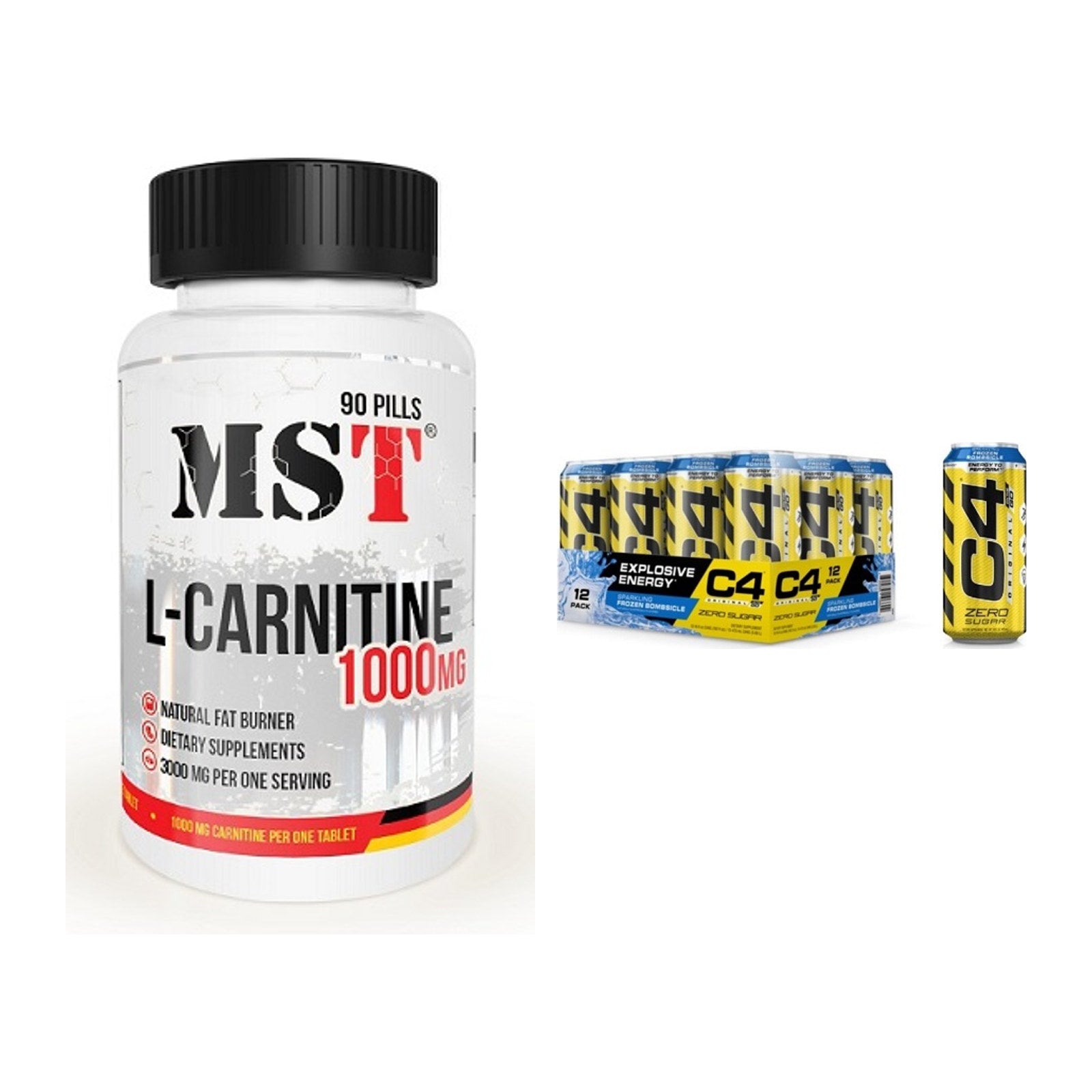 Cardio-Duo: MST L-Carnitine 1000 (90 Tabl.) + Cellucor C4 Energy – alle enthaltenen Artikel