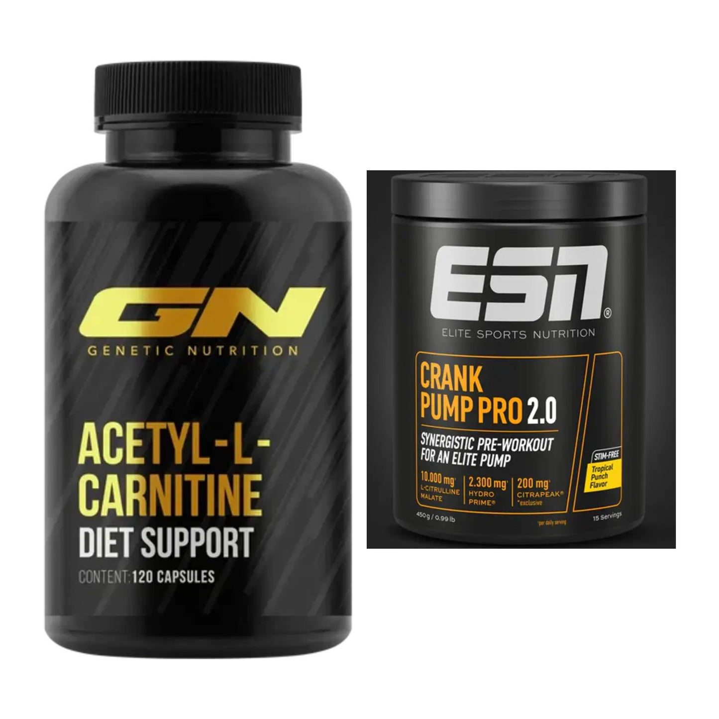 Cardio-Duo: GN Acetyl L-Carnitin + ESN Crank Pump Pro 2.0 – alle enthaltenen Artikel
