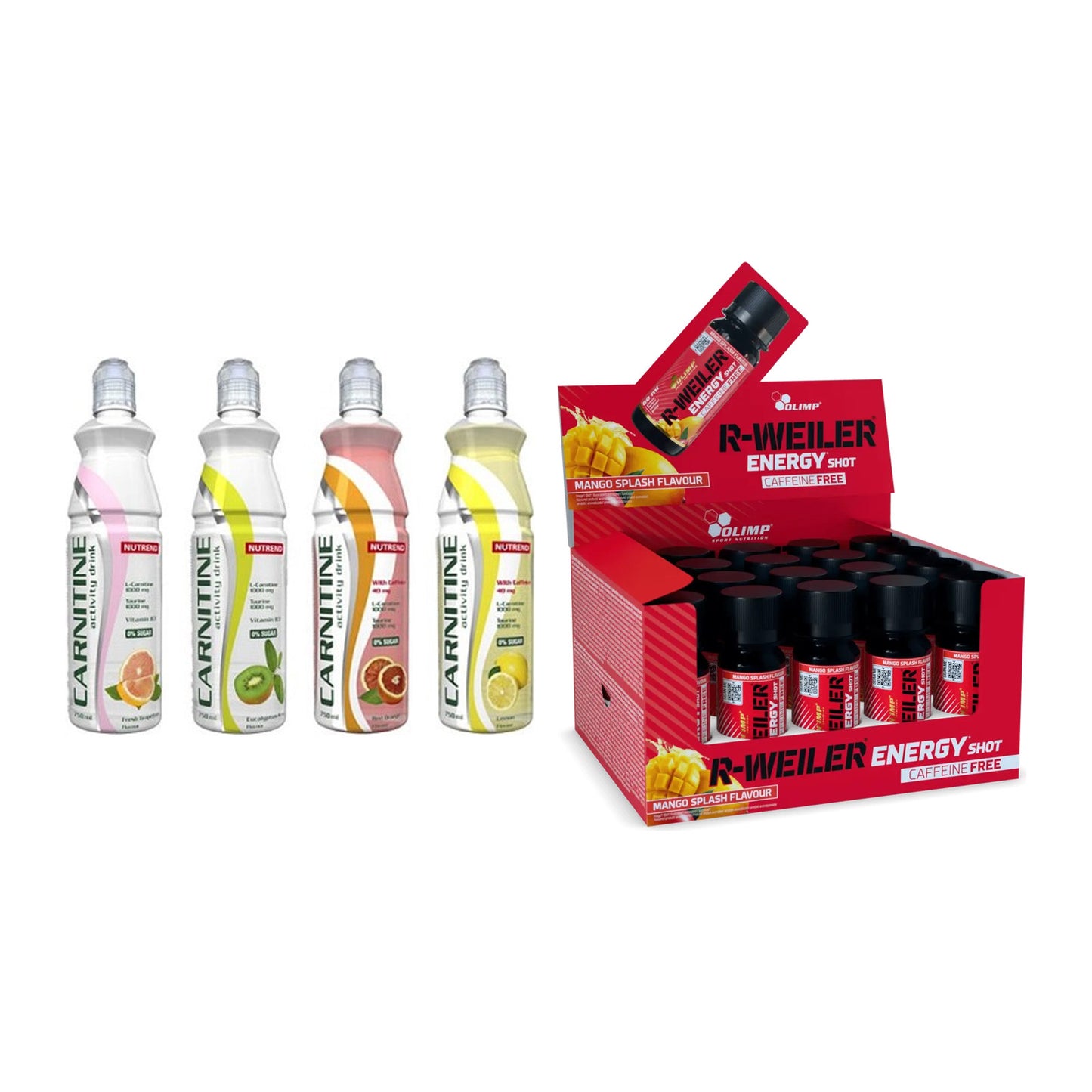 Cardio-Duo: Nutrend Activity + Olimp R-Weiler Energy Shot – alle enthaltenen Artikel