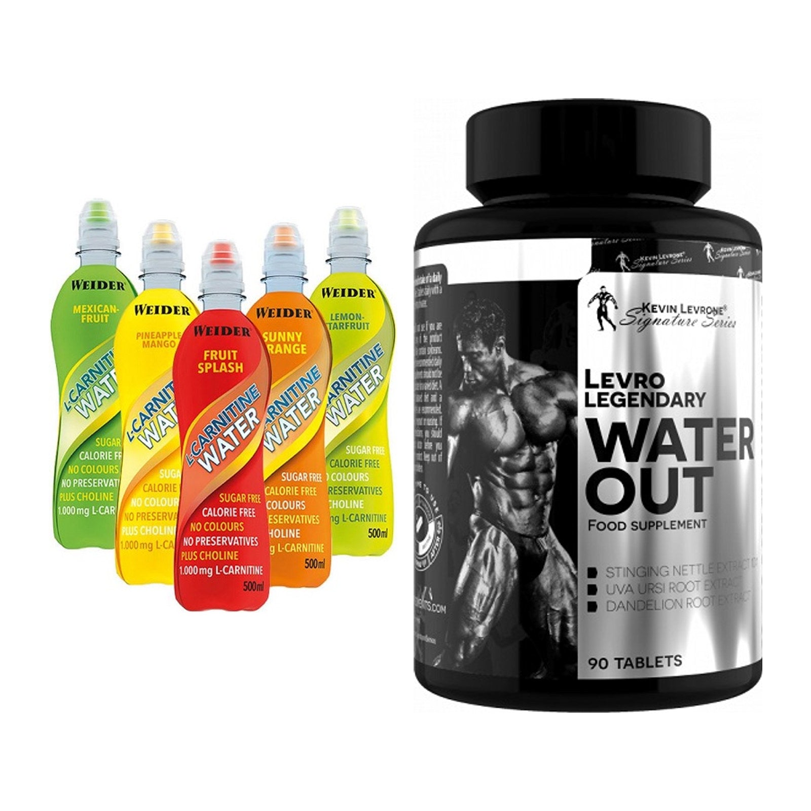 Cardio-Duo: Weider L-Carnitine WATER + Kevin Levrone LevroLegendar – alle enthaltenen Artikel