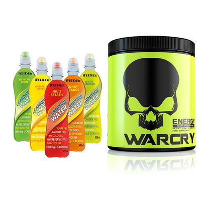 Cardio-Duo: Weider L-Carnitine WATER + Genius Nutrition Warcry Energy – alle enthaltenen Artikel