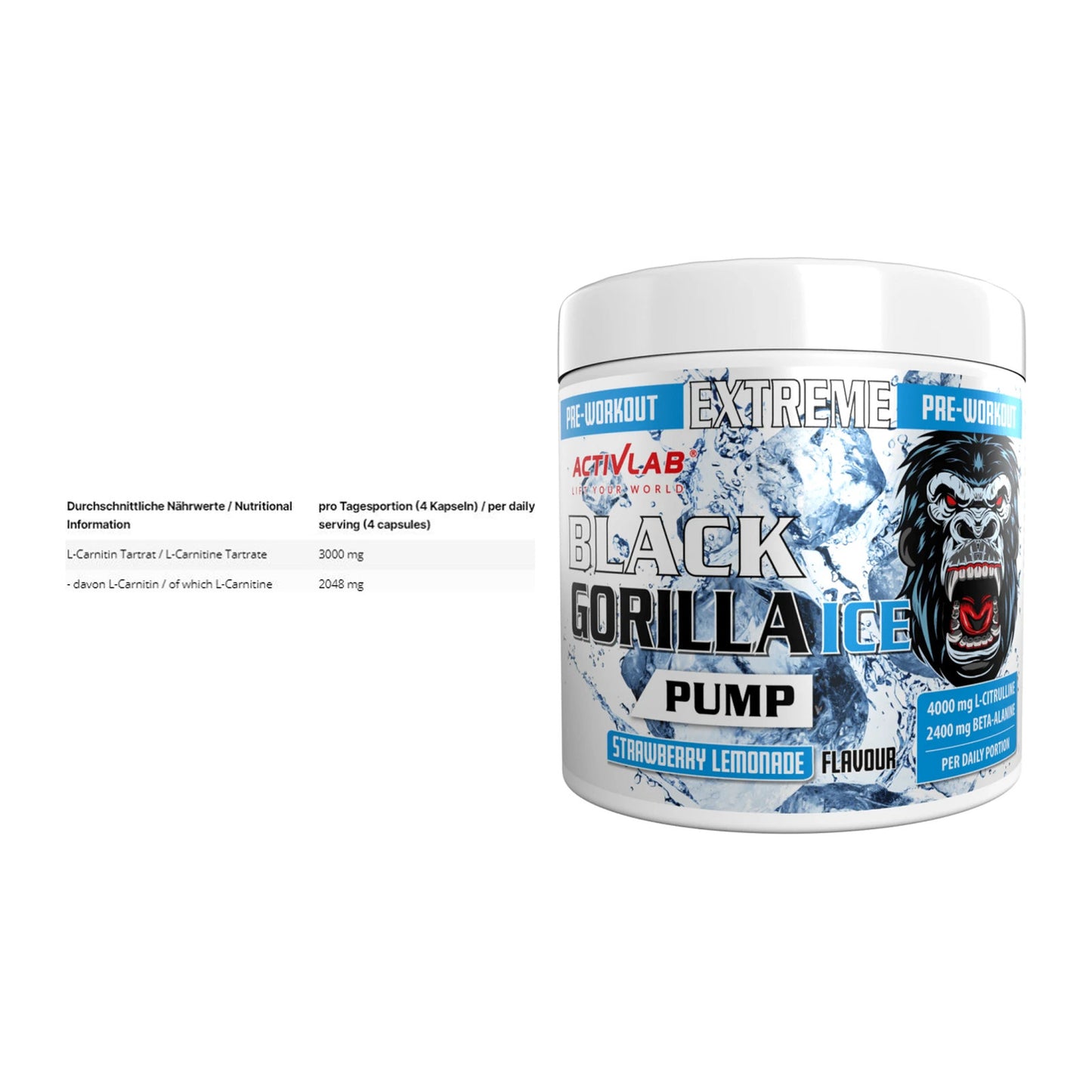 Cardio-Duo: INLEAD L-Carnitine Tartrate + Activlab Black Gorilla Ice – alle enthaltenen Artikel