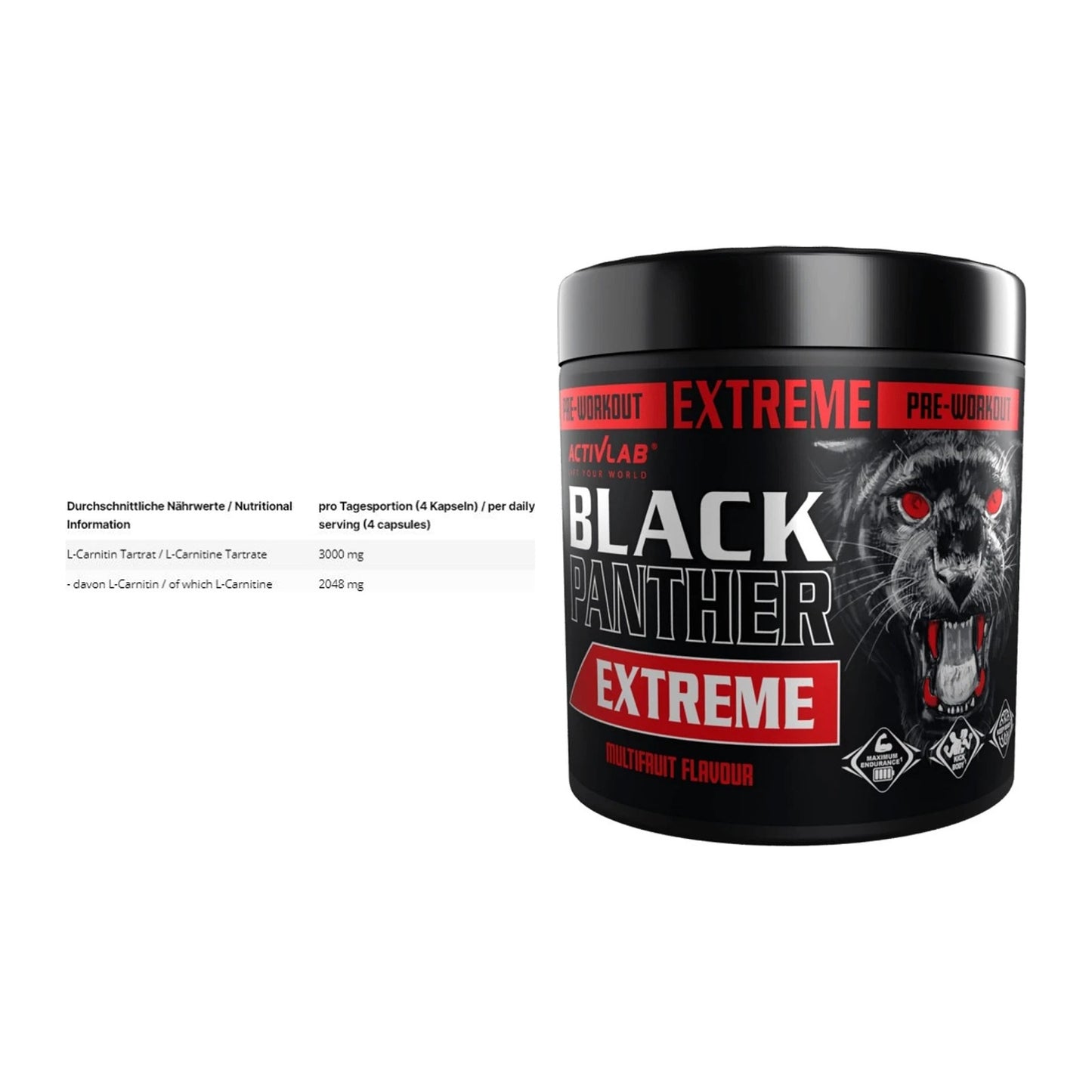 Cardio-Duo: INLEAD L-Carnitine Tartrate + Activlab Black Panther – alle enthaltenen Artikel