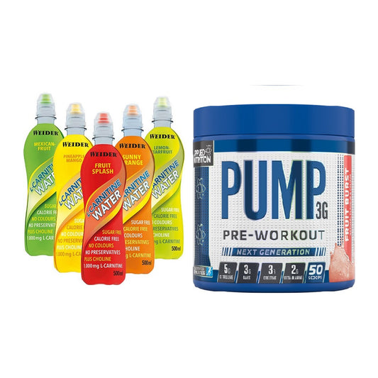 Cardio-Duo: Weider L-Carnitine WATER + Applied Nutrition Pump – alle enthaltenen Artikel