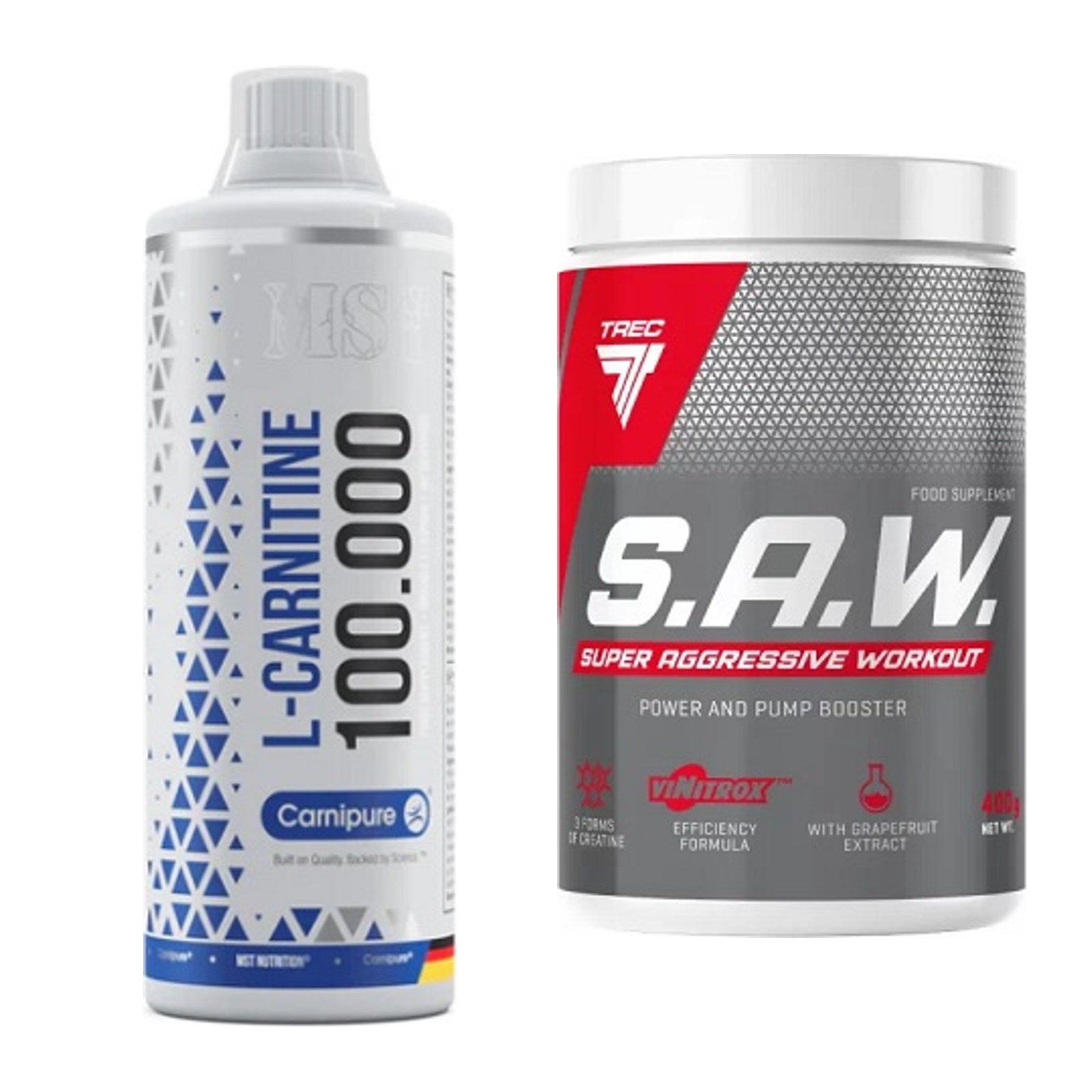 Cardio-Duo: MST L-Carnitine Carnipure + Trec Nutrition SAW Booster – alle enthaltenen Artikel