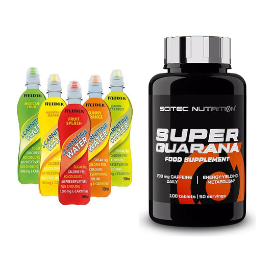 Cardio-Duo: Weider L-Carnitine WATER + Scitec Super Guarana 100 Tabl. – alle enthaltenen Artikel