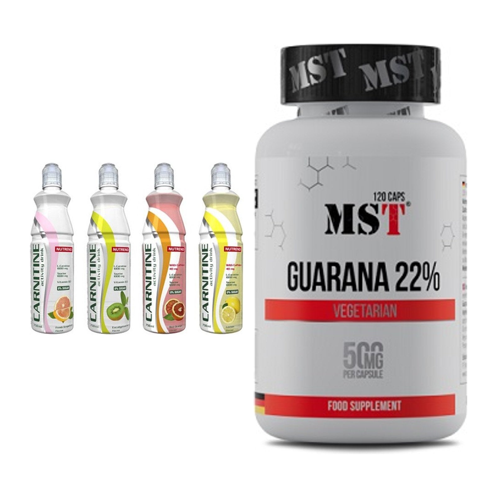 Cardio-Duo: Nutrend Activity L-Carnitine Drink + MST Guarana 22% – alle enthaltenen Artikel
