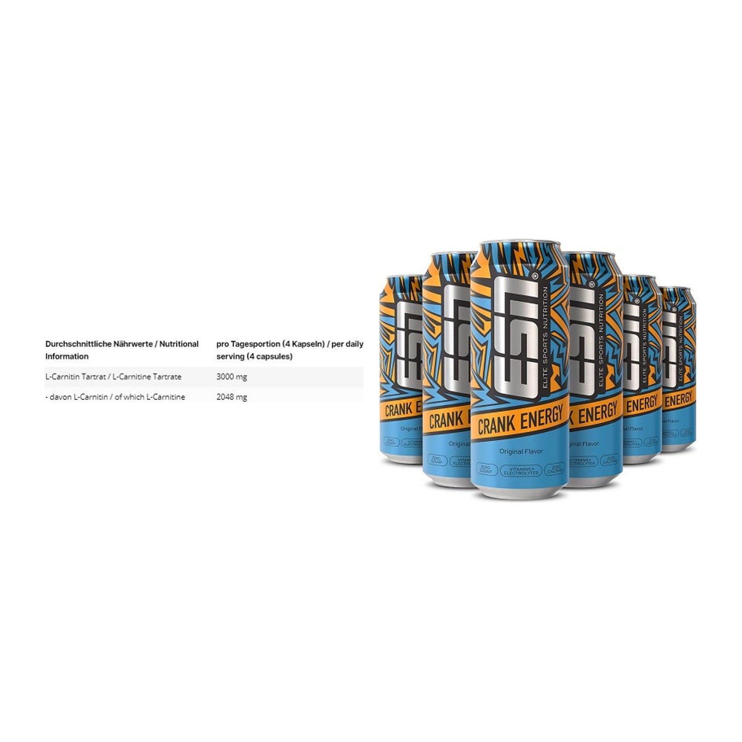 Cardio-Duo: INLEAD L-Carnitine Tartrate + ESN Crank Energy – alle enthaltenen Artikel
