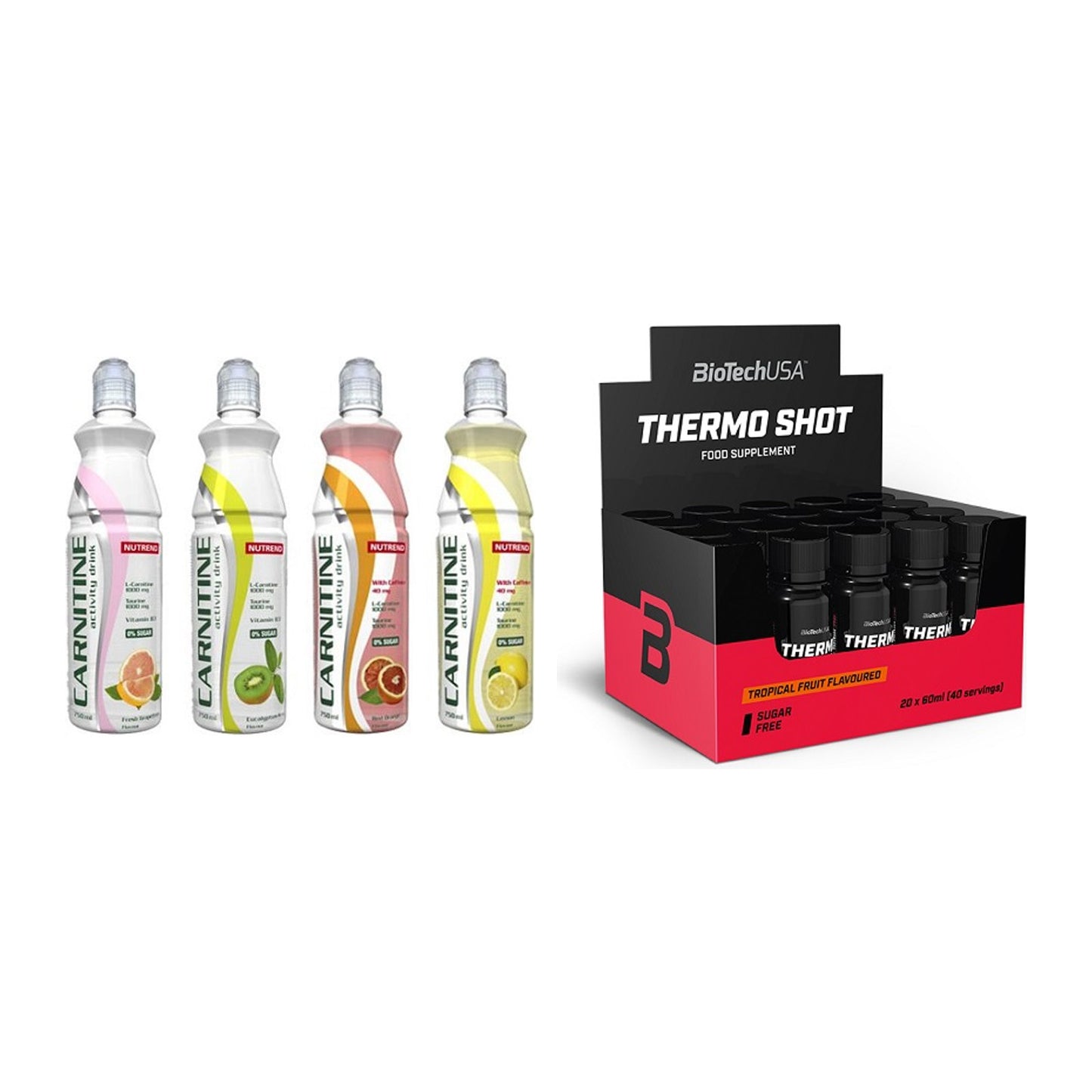 Cardio-Duo: Nutrend Activity + BioTech Thermo Shot 20x – alle enthaltenen Artikel