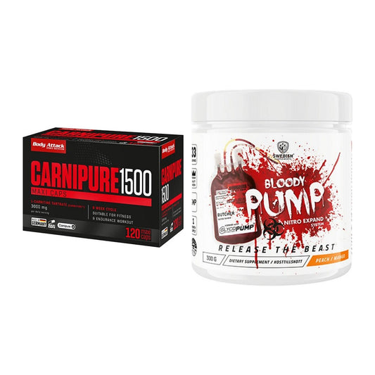 Cardio-Duo: Body Attack Carnipure 1500 + Swedish Supplements Bloody – alle enthaltenen Artikel