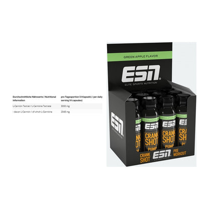 Cardio-Duo: INLEAD L-Carnitine Tartrate + ESN Crank Pump Shot – alle enthaltenen Artikel
