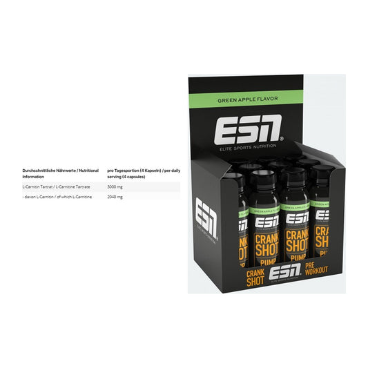 Cardio-Duo: INLEAD L-Carnitine Tartrate + ESN Crank Pump Shot – alle enthaltenen Artikel