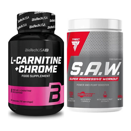 Cardio-Duo: BioTech L-Carnitine + Chrome + Trec Nutrition SAW Booster – alle enthaltenen Artikel