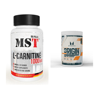 Cardio-Duo: MST L-Carnitine 1000 (90 + MyProtein Origin Pump – alle enthaltenen Artikel