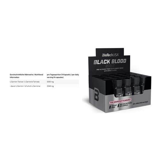 Cardio-Duo: INLEAD L-Carnitine Tartrate + BioTech Black Blood Shot – alle enthaltenen Artikel