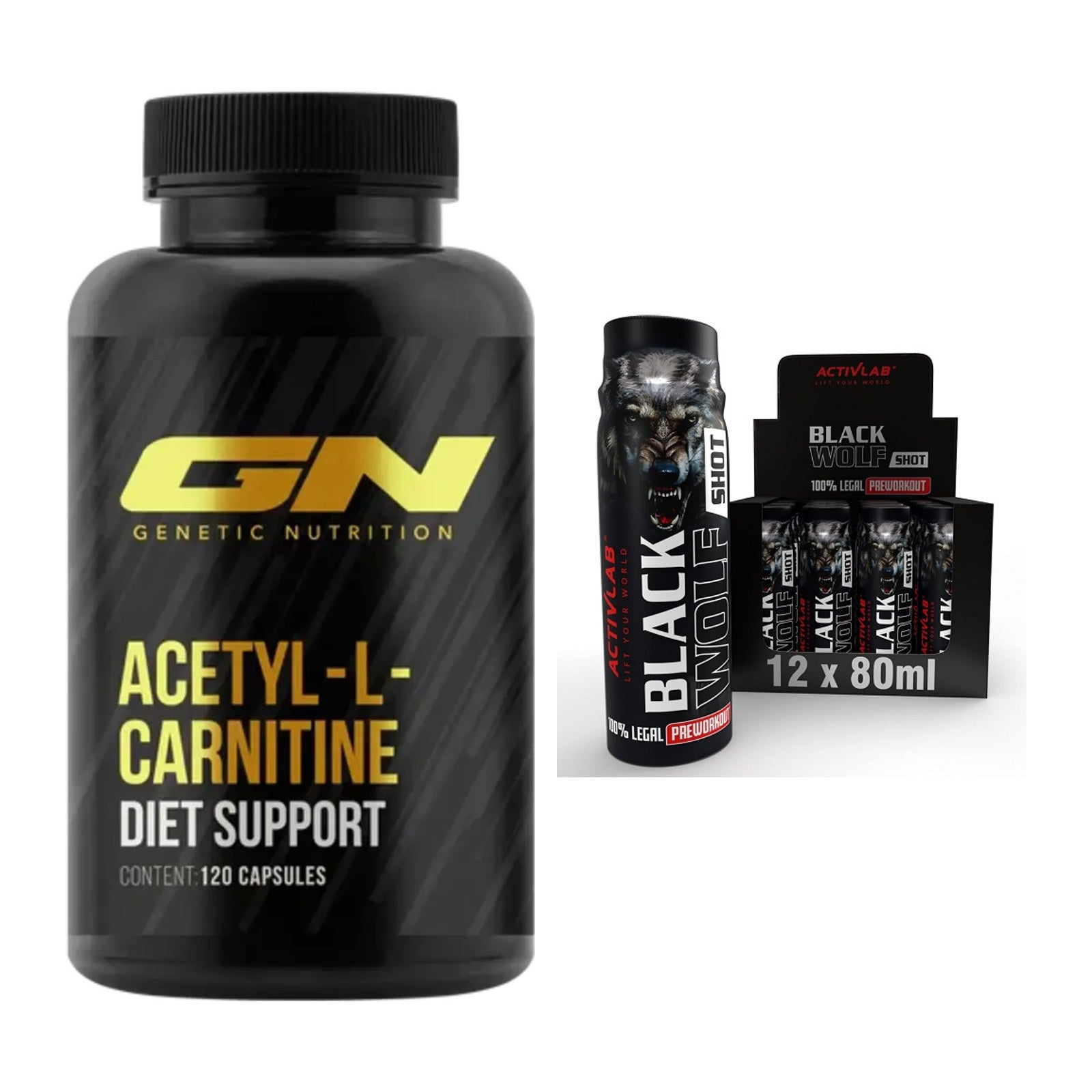 Cardio-Duo: GN Acetyl L-Carnitin + Activlab Black Wolf Preworkout – alle enthaltenen Artikel
