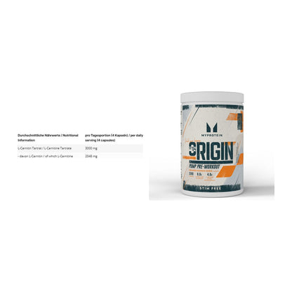 Cardio-Duo: INLEAD L-Carnitine Tartrate + MyProtein Origin Pump – alle enthaltenen Artikel
