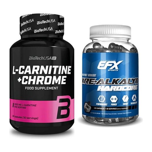 Cardio-Duo: BioTech L-Carnitine + Chrome + EFX Kre-Alkalyn Hardcore – alle enthaltenen Artikel