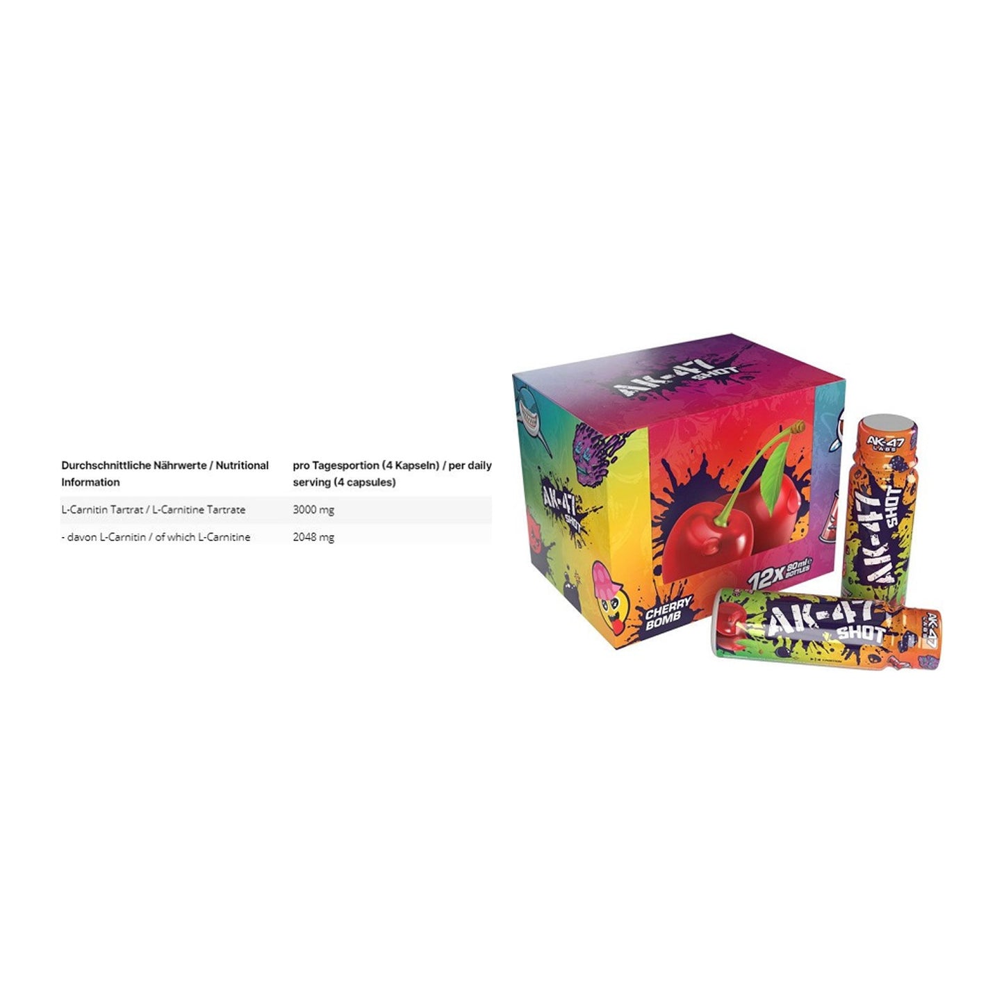 Cardio-Duo: INLEAD L-Carnitine Tartrate + AK47 Labs AK47 Shots – alle enthaltenen Artikel