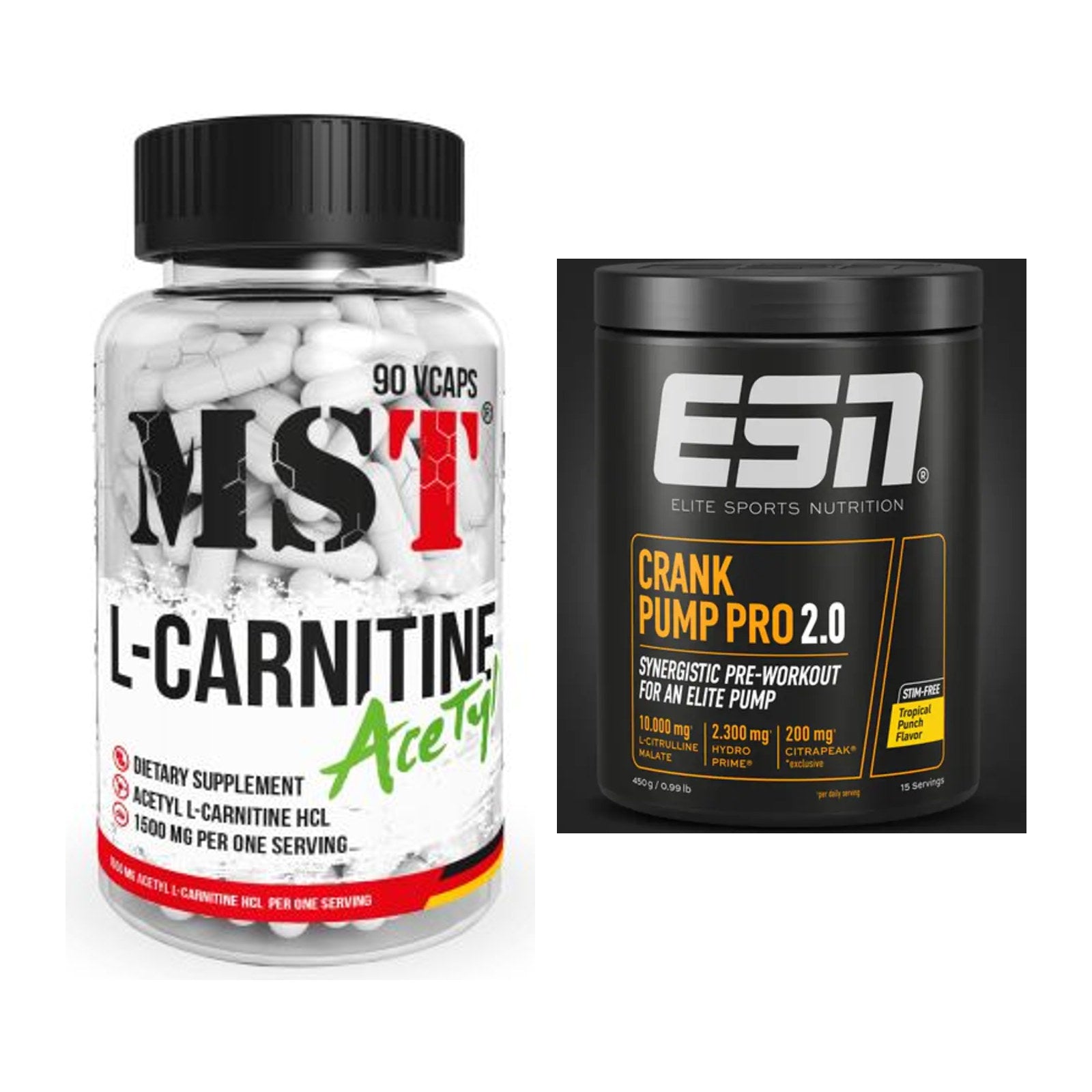 Cardio-Duo: MST L-Carnitine Acetyle + ESN Crank Pump Pro 2.0 – alle enthaltenen Artikel