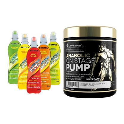 Cardio-Duo: Weider L-Carnitine WATER + Kevin Levrone Anabolic On Stage – alle enthaltenen Artikel