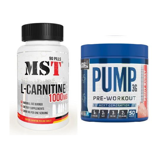 Cardio-Duo: MST L-Carnitine 1000 (90 Tabl.) + Applied Nutrition Pump – alle enthaltenen Artikel
