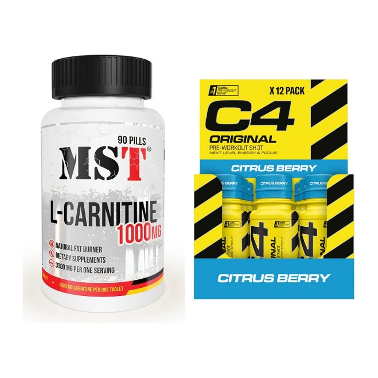 Cardio-Duo: MST L-Carnitine 1000 (90 + Cellucor C4 Original Shot – alle enthaltenen Artikel