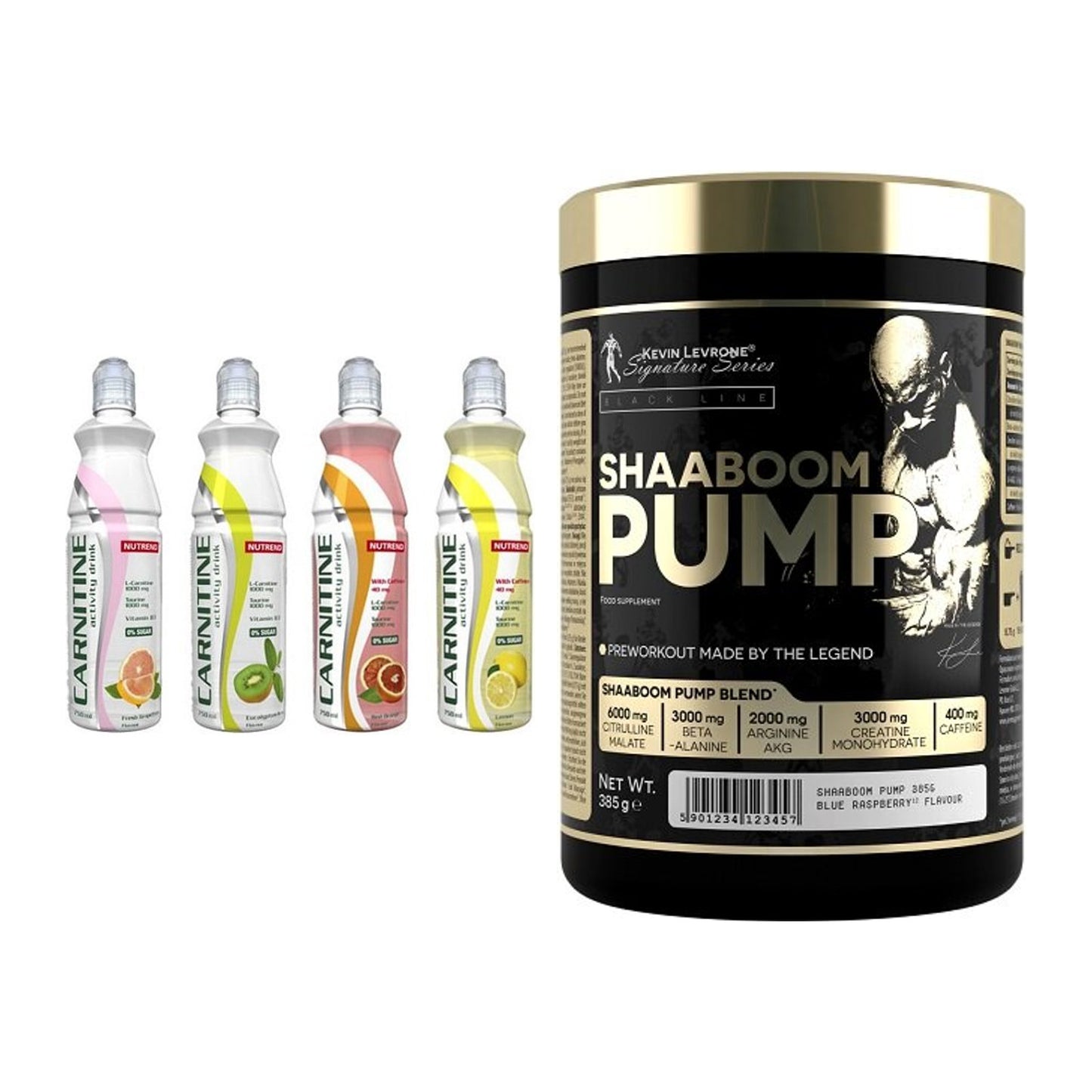 Cardio-Duo: Nutrend Activity + Kevin Levrone Shaaboom Pump – alle enthaltenen Artikel