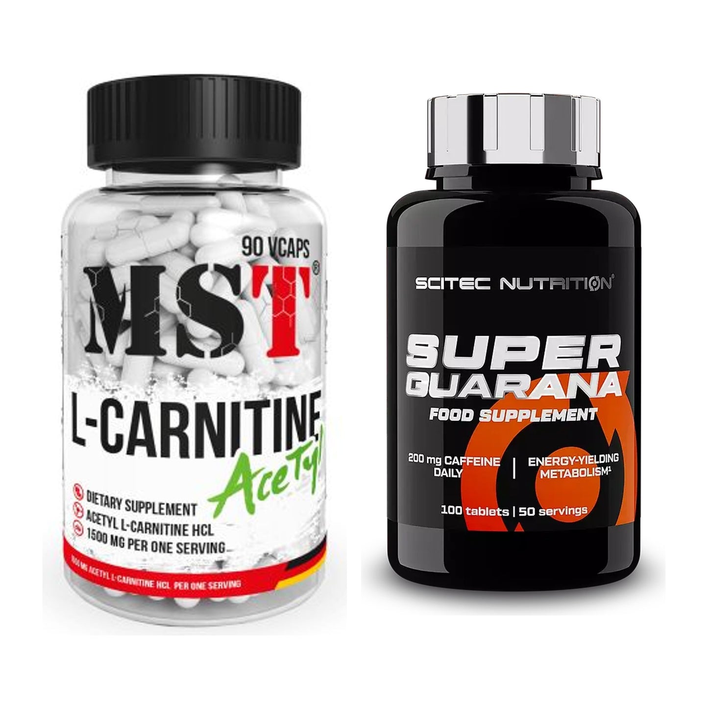 Cardio-Duo: MST L-Carnitine Acetyle + Scitec Super Guarana 100 Tabl. – alle enthaltenen Artikel
