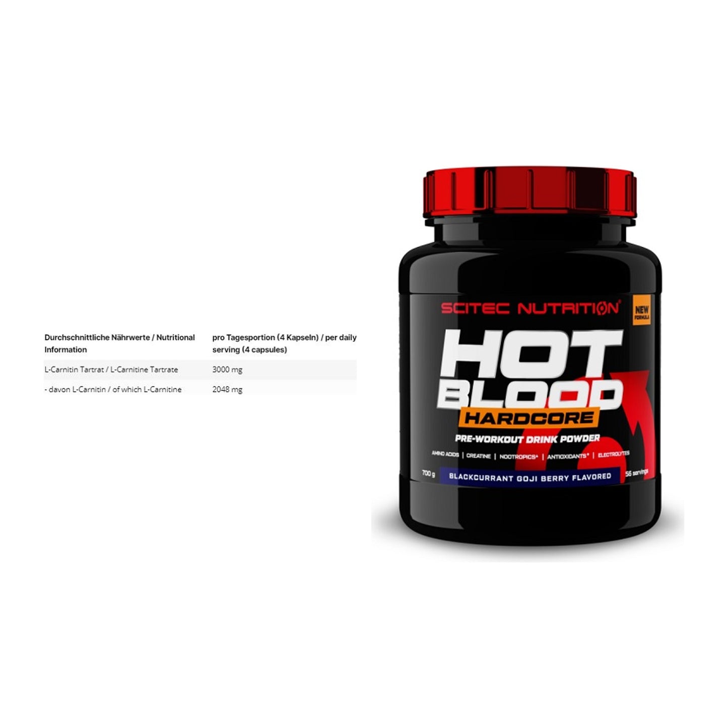 Cardio-Duo: INLEAD L-Carnitine Tartrate + Scitec Hot Blood Hardcore – alle enthaltenen Artikel