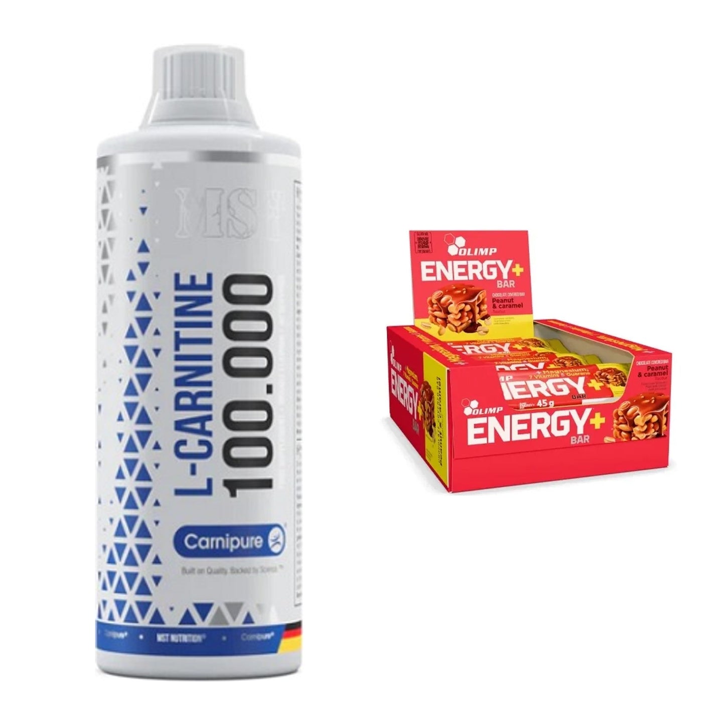 Cardio-Duo: MST L-Carnitine Carnipure 100 000 + Olimp Energy+ Bar – alle enthaltenen Artikel